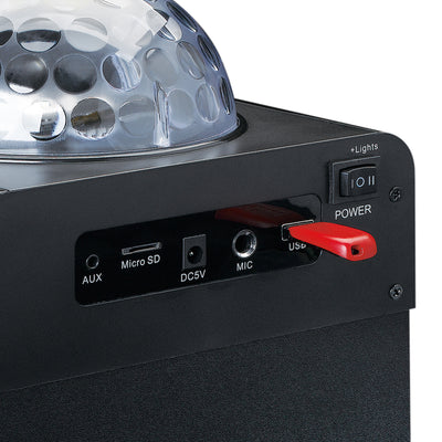 LENCO BTC-050BK - Bluetooth® speaker with lights, USB, SD, RC, MIC, AC