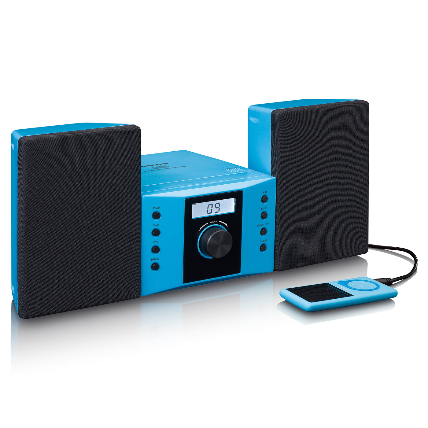 LENCO MC-013BU - Wieża stereo z radiem FM i odtwarzaczem CD - Niebieski