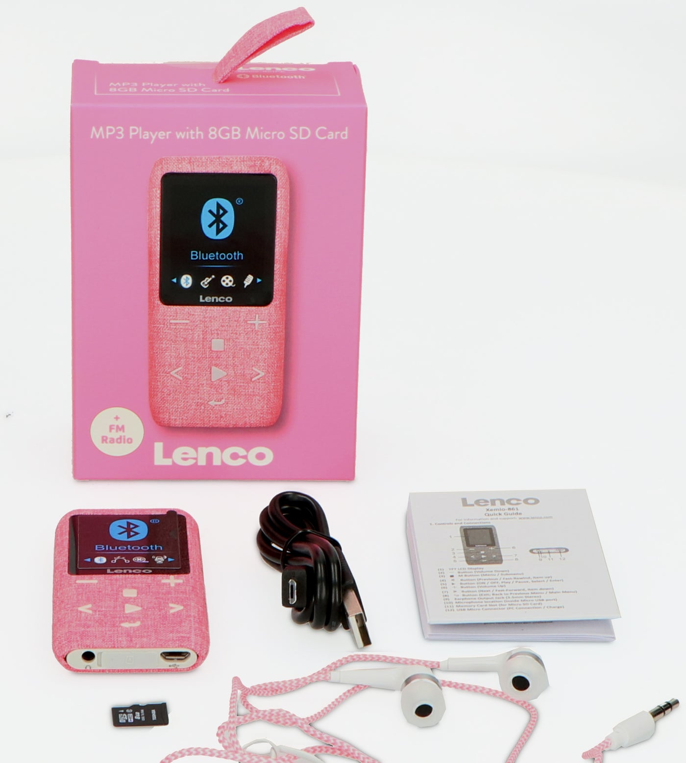 LENCO Xemio-861PK - MP3/MP4 Player with Bluetooth® 8GB Micro SD Card - –  Lenco-Catalog
