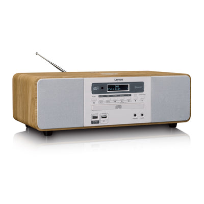 LENCO DAR-251WDWH - Radio stereo DAB+/FM, CD, 2 USB, Bluetooth®, QI i pilot - Drewno/Biały