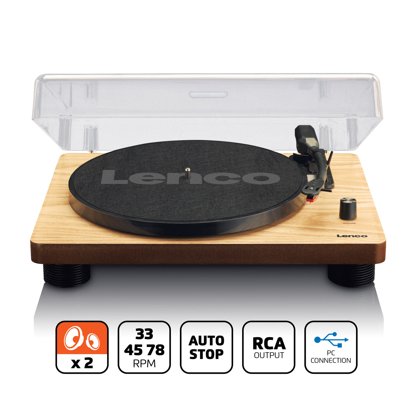 LENCO LS-50WD - Record Player with built-in speakers USB Encoding - Wood