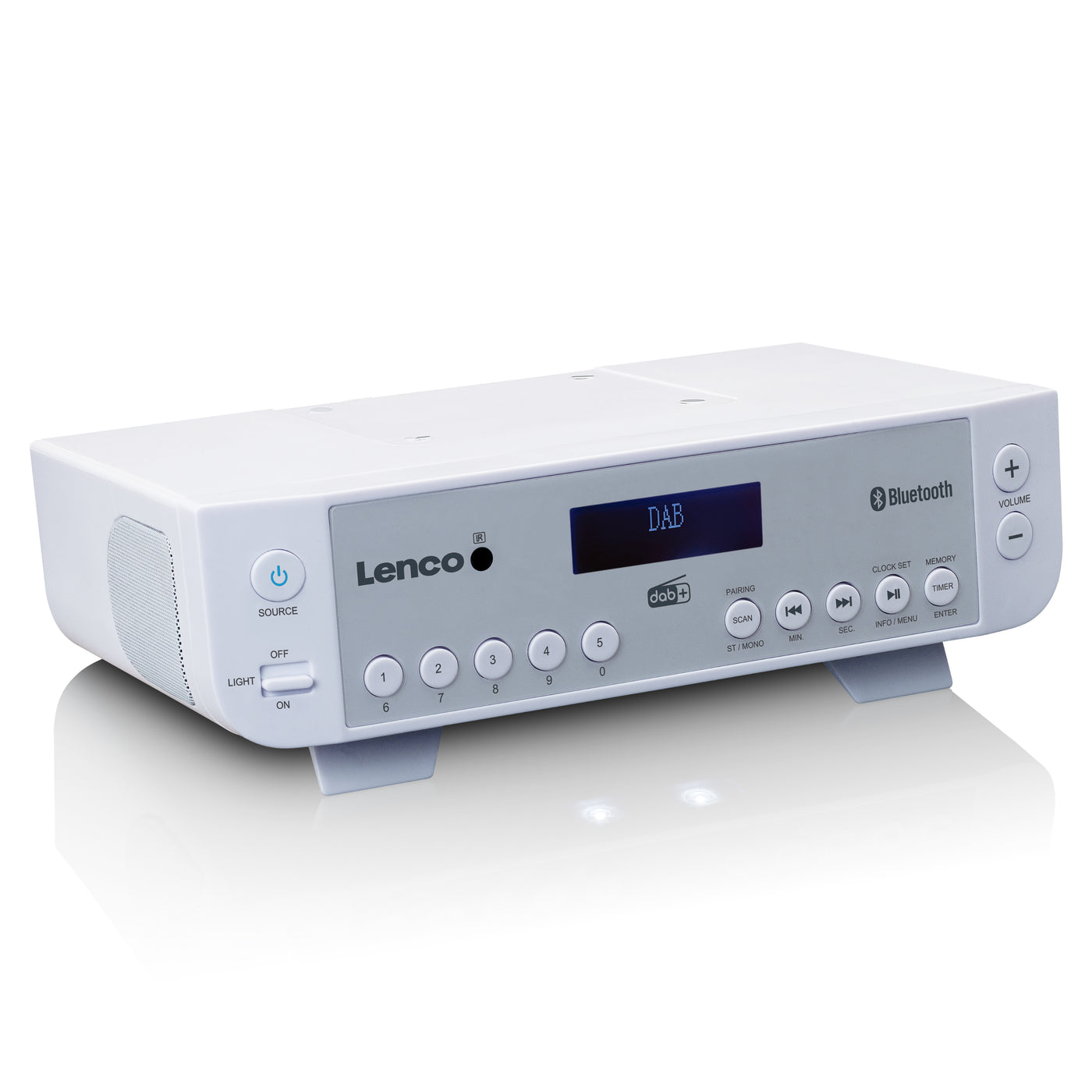 LENCO KCR-200WH - Radio kuchenne DAB+/FM z Bluetooth®, oświetleniem i timerem - białe