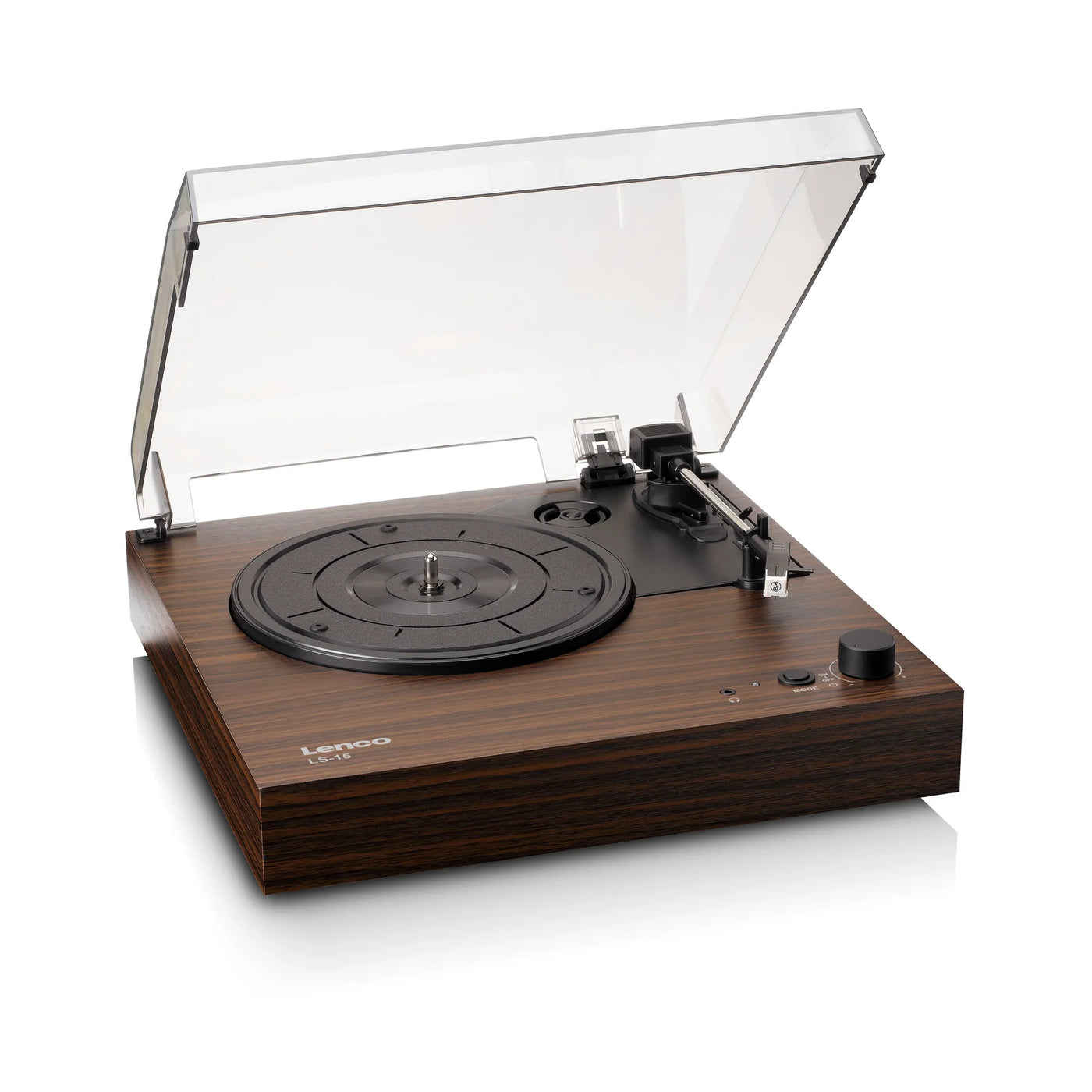 LENCO LS-15WD – Turntable with Bluetooth®, Two Built-In Speakers, and AT3600L Cartridge – Wood Finish