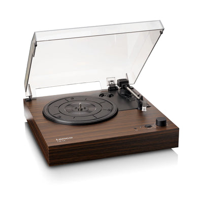 LENCO LS-15WD – Turntable with Bluetooth®, Two Built-In Speakers, and AT3600L Cartridge – Wood Finish