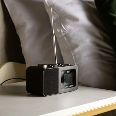 LENCO CR-625BK – DAB+/FM Clock Radio with Color Display, Sleep Timer, and Dual Alarm Function – Black