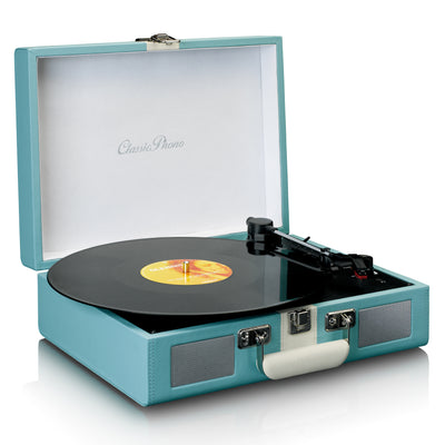 CLASSIC PHONO TT-110BUWH - Turntable with Bluetooth® reception and built in speakers - Blue White