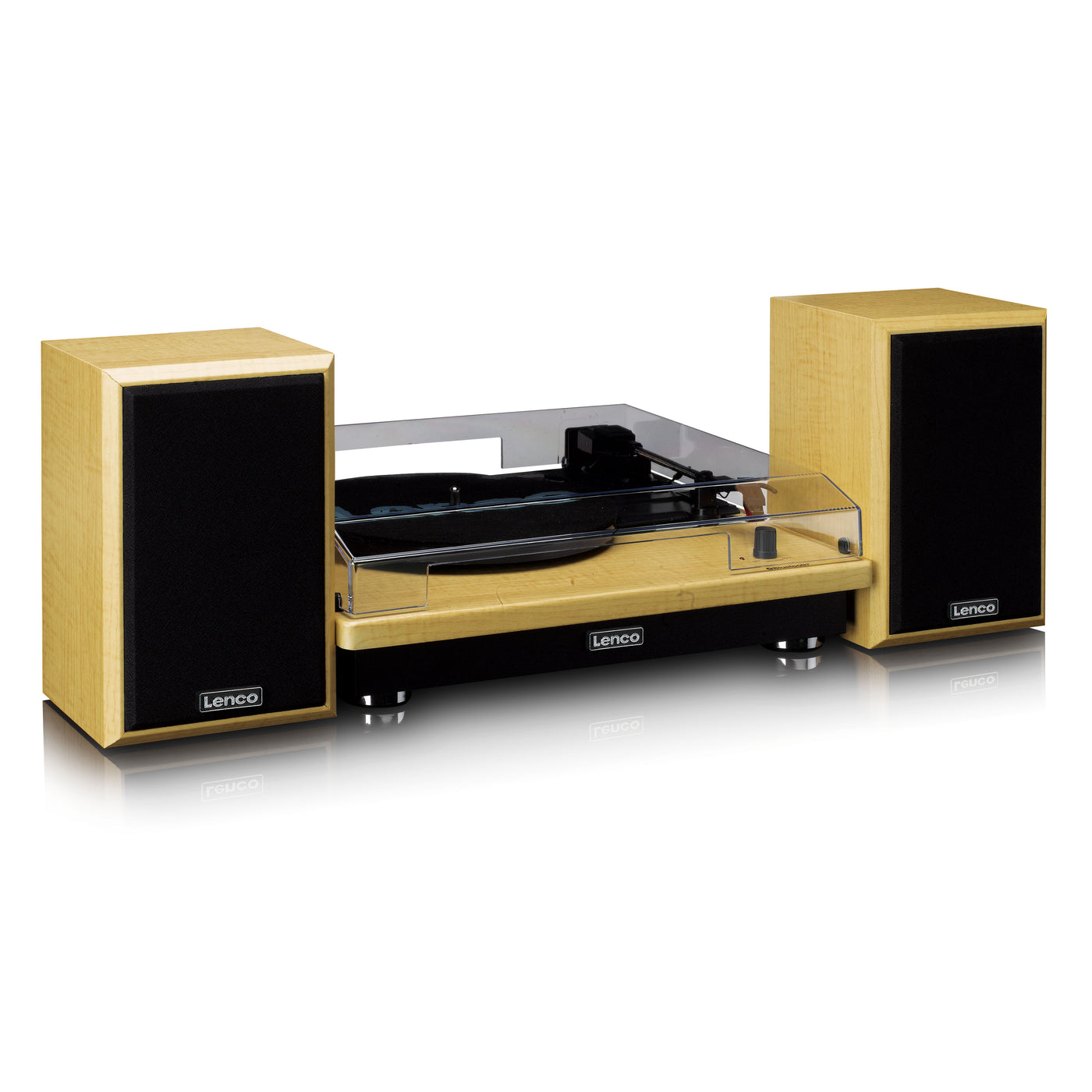 LENCO LS-100WD - Gramofon z 2 głośnikami zewnętrznymi - Drewno