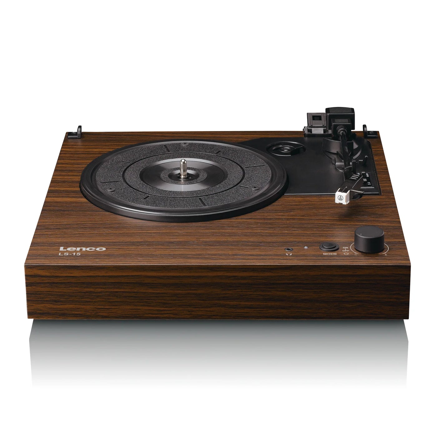 LENCO LS-15WD – Turntable with Bluetooth®, Two Built-In Speakers, and AT3600L Cartridge – Wood Finish