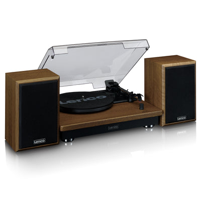 LENCO LS-100WD - Turntable with 2 external speakers - Wood
