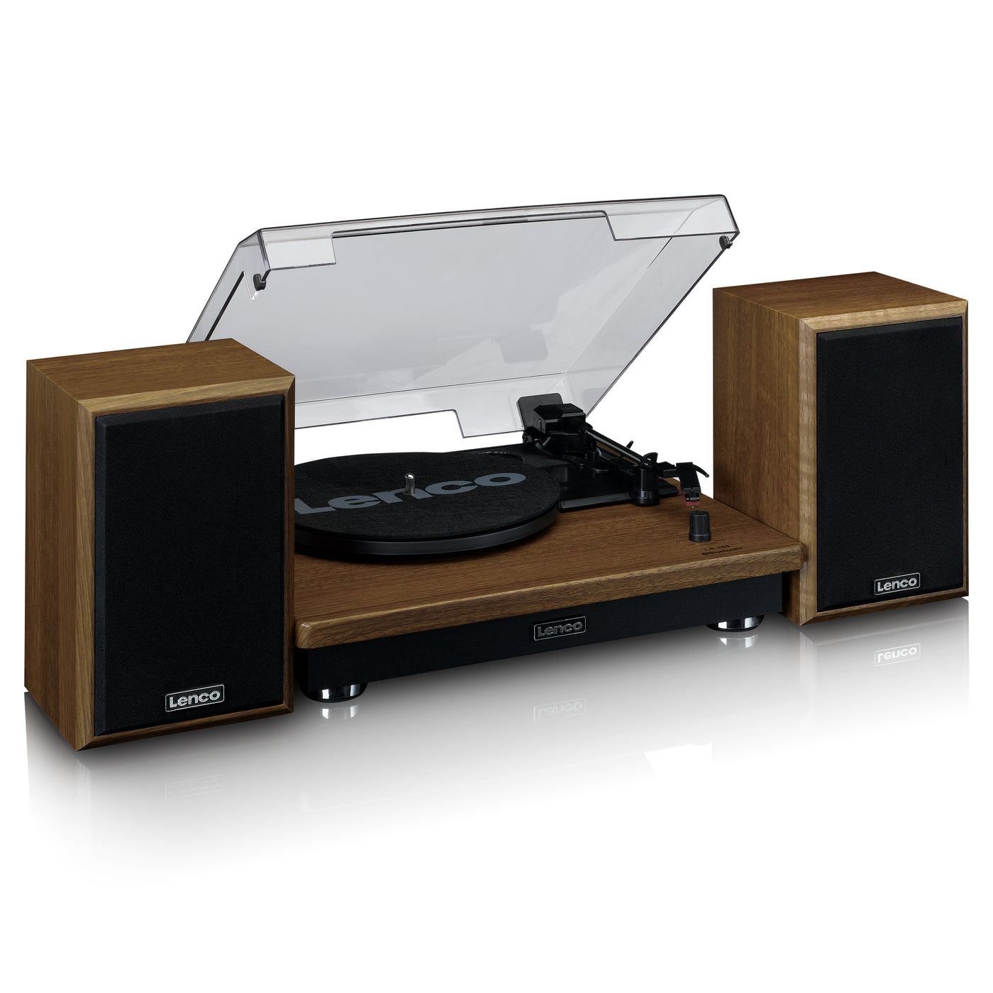 LENCO LS-100WD - Record Player with 2 external speakers - Wood