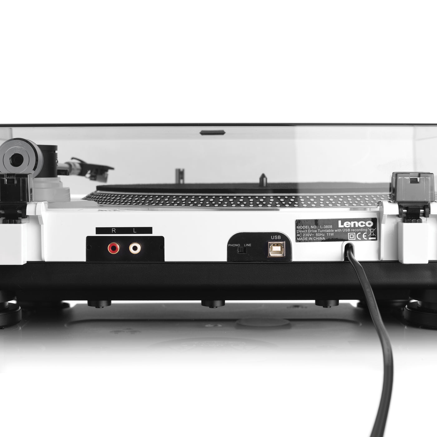 LENCO L-3808 Biały - Gramofon z napędem bezpośrednim i kodowaniem USB / PC - Biały