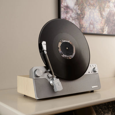 LENCO LSA-071SI – Fully Automatic Vertical Turntable with Built-in Speakers and Bluetooth® – Silver