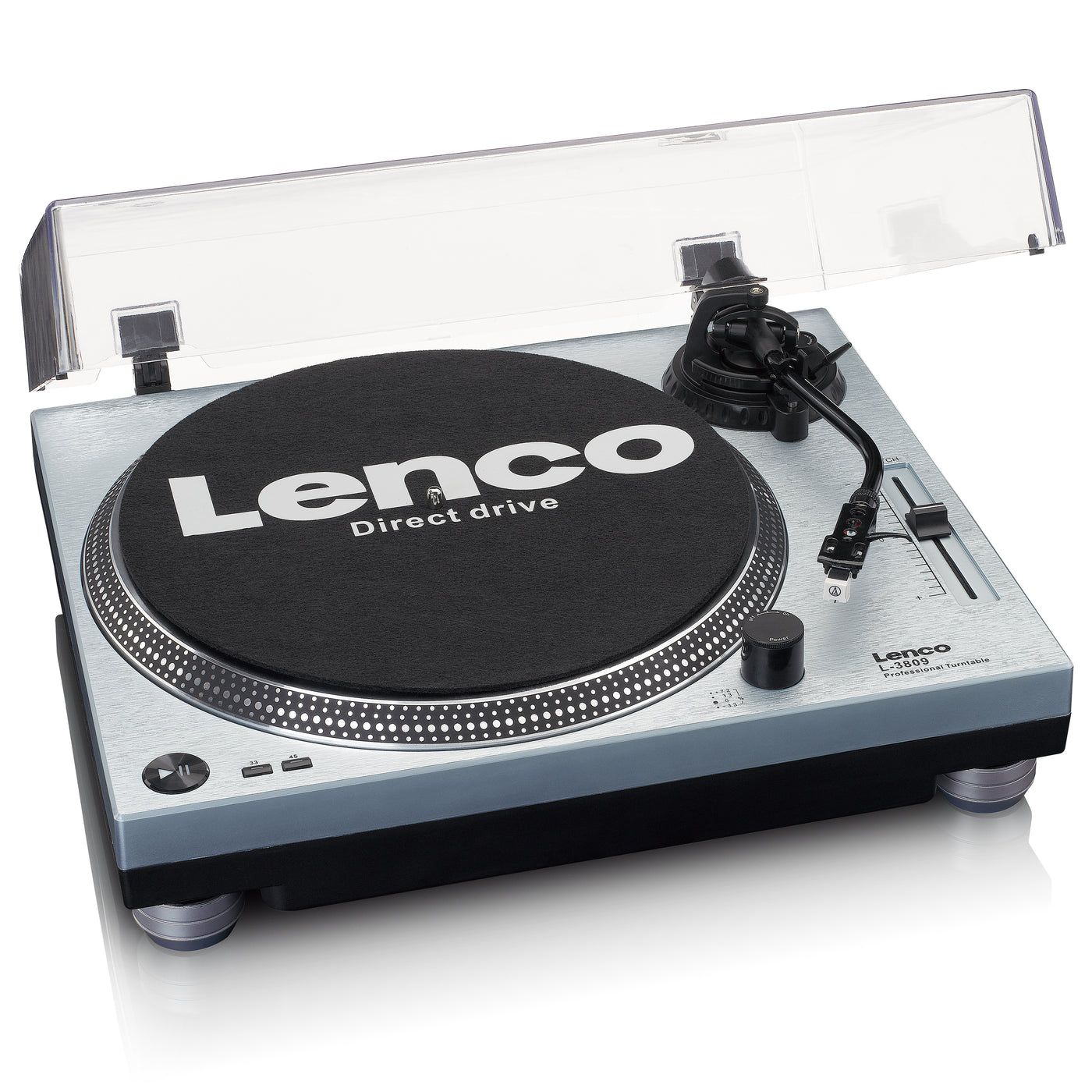 LENCO L-3809ME - Direct drive turntable with USB / PC Encoding - Metallic blue