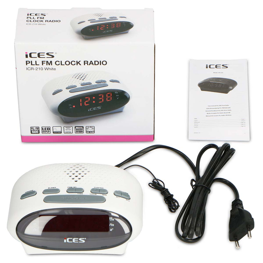 Ices ICR-210 White - FM Clock radio – Lenco-Catalog