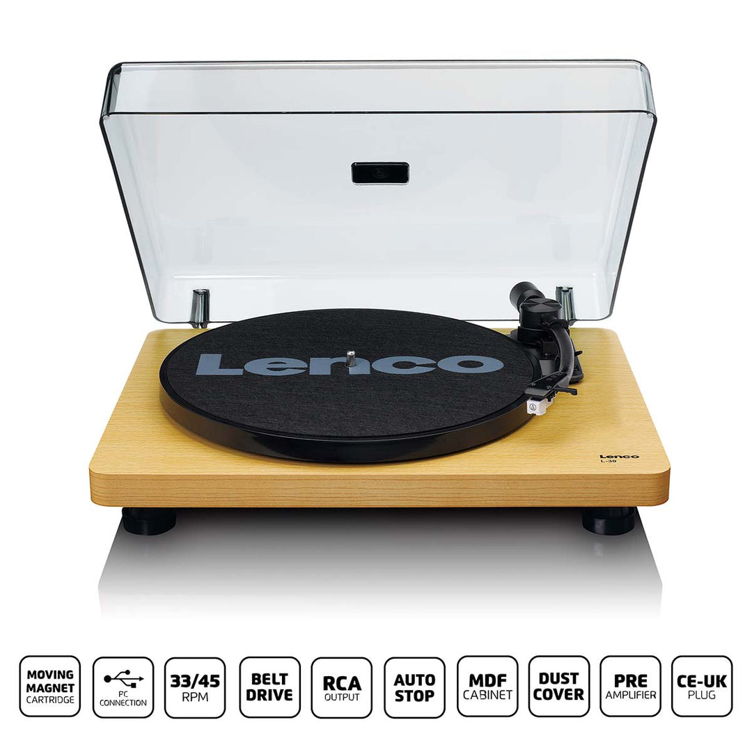 LENCO L-30WD Record Player with USB/PC encoding - Wood – Lenco-Catalog