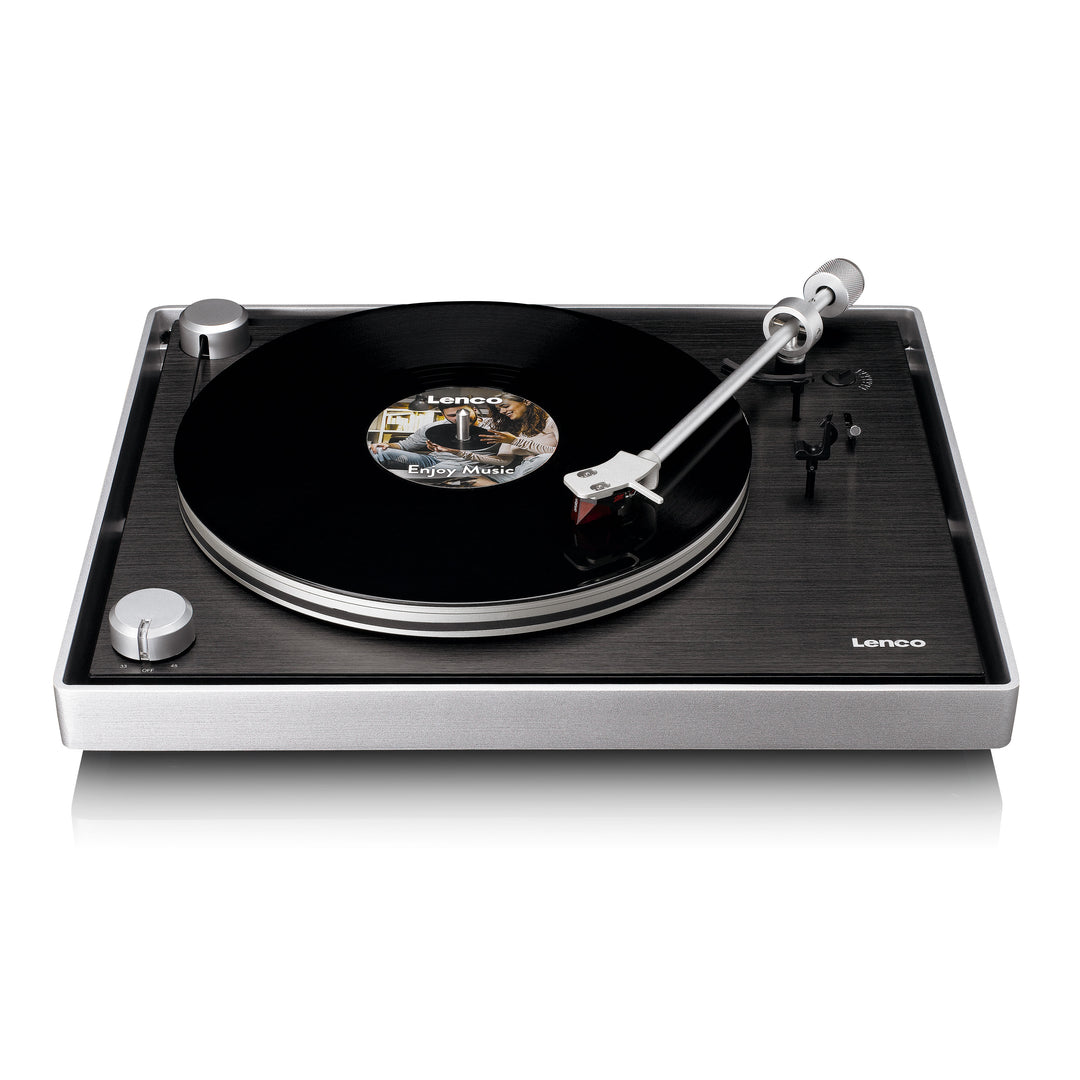 LENCO L-455BK - Record player with visible belt drive, brushed