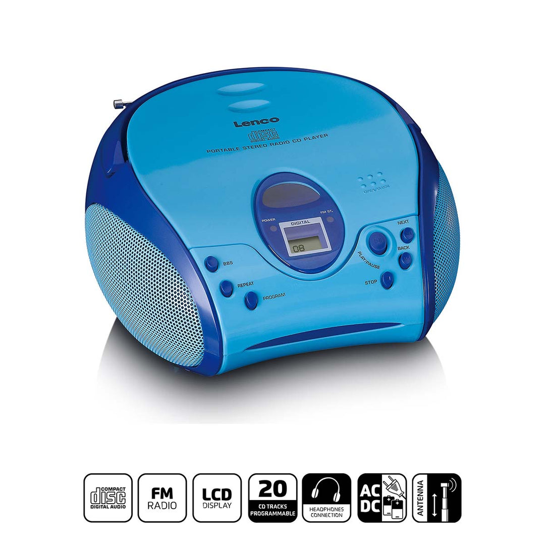 LENCO SCD-24BU kids - Portable stereo FM radio with CD player