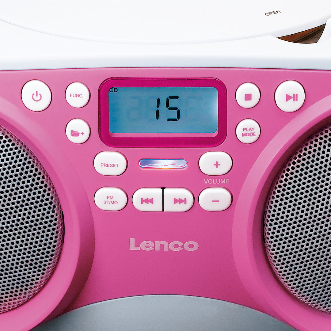 LENCO SCD-301PK - Portable FM Radio/CD/MP3 and USB player - Pink