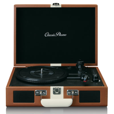 CLASSIC PHONO TT-120BNWH -  Turntable with Bluetooth® reception and built-in speakers and rechargeable battery - Brown/White