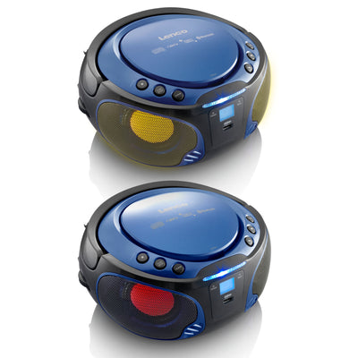 LENCO SCD-550BU - Portable FM Radio CD/MP3/USB/Bluetooth® player with LED lighting - Blue