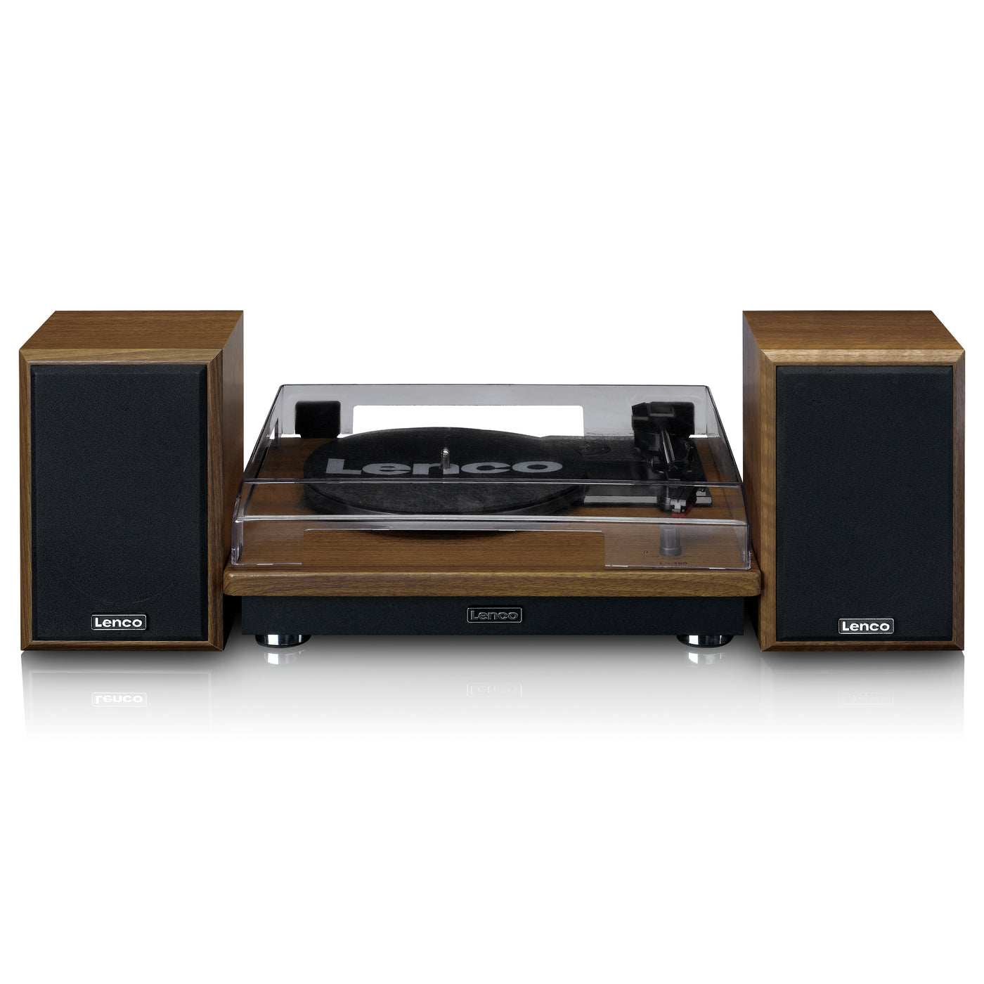 LENCO LS-100WD - Gramofon z 2 głośnikami zewnętrznymi - Drewno