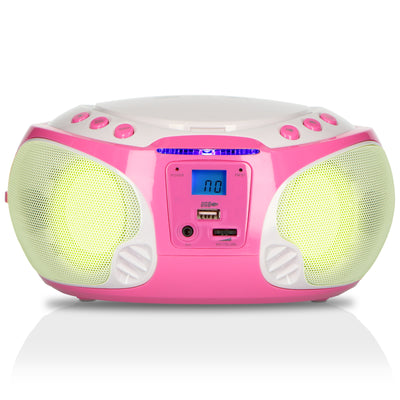 LENCO SCD-650PK - Przenośne radio FM CD/MP3/USB Mikrofon i efekty świetlne - Różowy