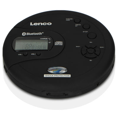 LENCO CD-300BK - Portable Bluetooth® CD-MP3 player with antishock - Black