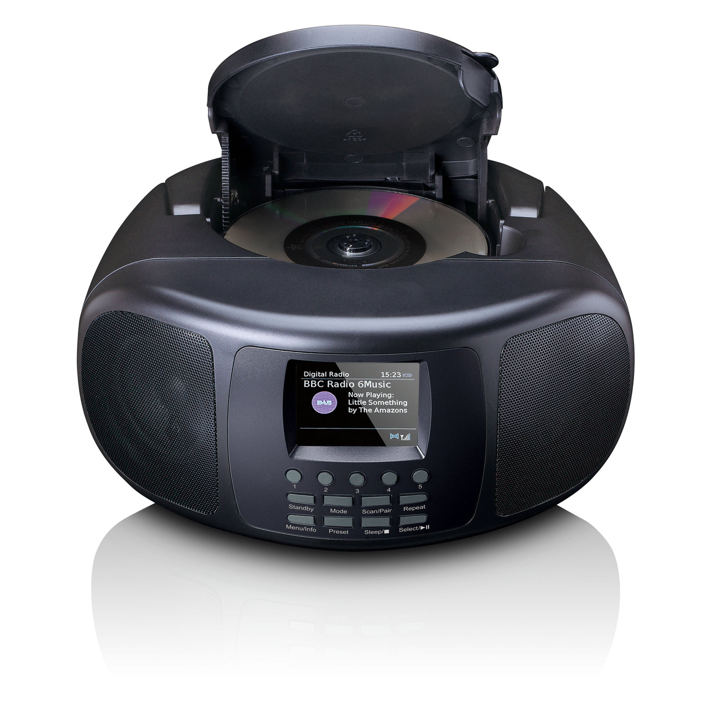 LENCO SCD-6000BK - Przenośne radio internetowe z DAB+/FM, Bluetooth®, odtwarzaczem CD i dużym kolorowym wyświetlaczem LCD - Czarny