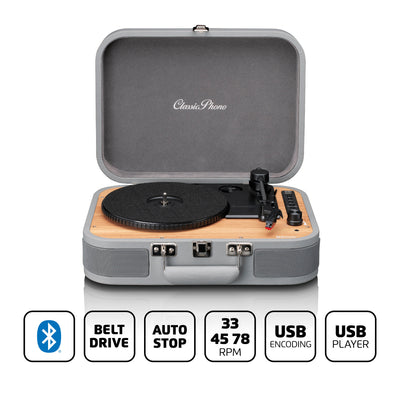 CLASSIC PHONO TT-116GY - Retro Bluetooth® turntable with built-in speakers - Grey