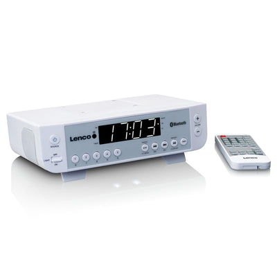 LENCO KCR-100WH - FM Kitchen Radio with Bluetooth®, LED Lighting and Timer - White