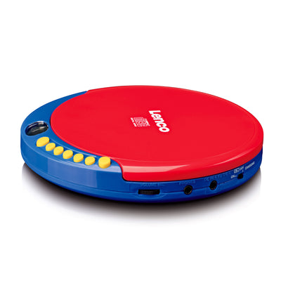LENCO CD-021KIDS - Przenośny odtwarzacz CD dla dzieci z dziecięcymi słuchawkami, akumulatorami i wbudowanym ogranicznikiem dźwięku - Wielokolorowy
