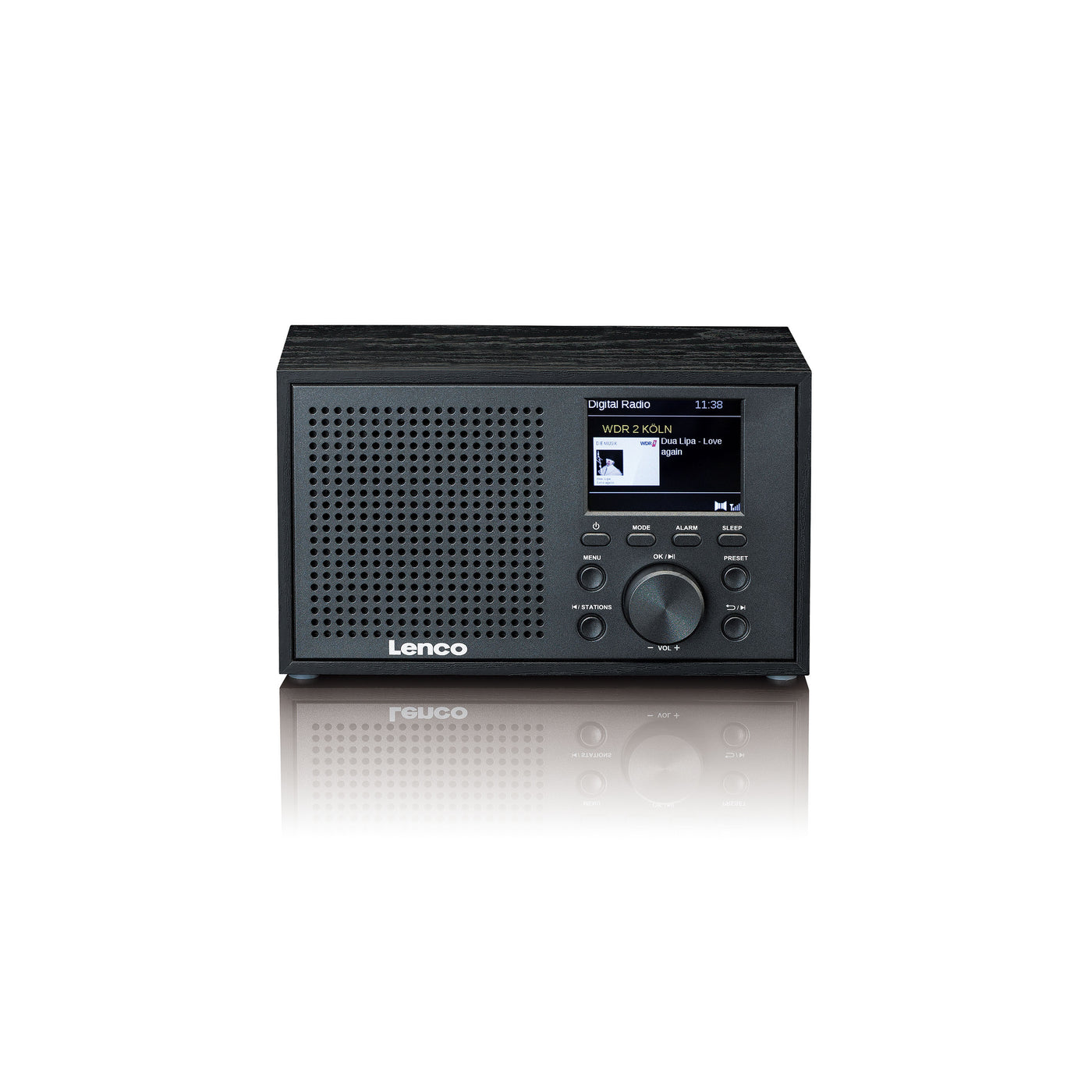 LENCO DAR-017BK - Kompaktowe i stylowe radio DAB+/FM z Bluetooth® i drewnianą obudową - Czarny