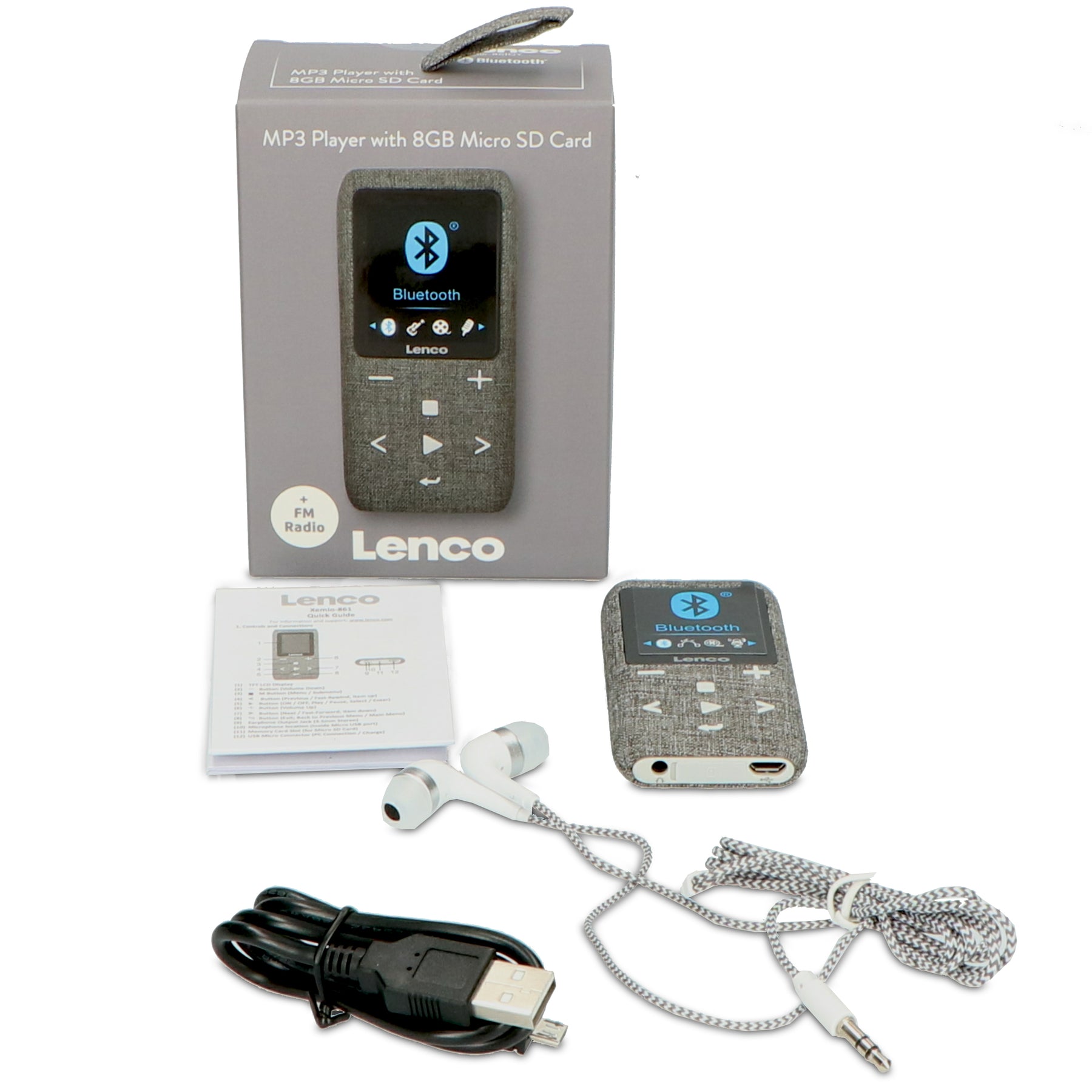 LENCO Xemio-861GY - with Lenco-Catalog - SD MP3/MP4 Card 8GB – Bluetooth® Micro Player