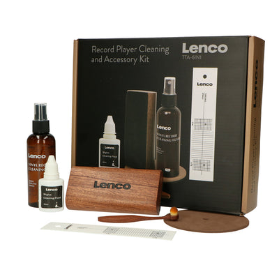 LENCO TTA-6IN1 - 6-in-1 turntable accessory set and deluxe vinyl record cleaning kit - Premium wood