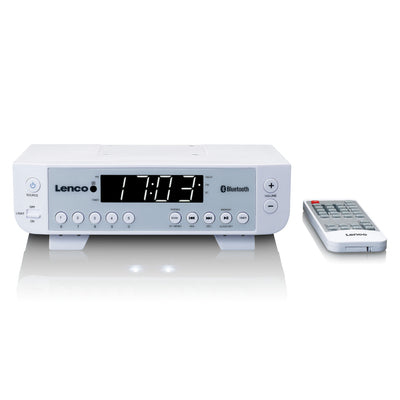 LENCO KCR-100WH - FM Kitchen Radio with Bluetooth®, LED Lighting and Timer - White