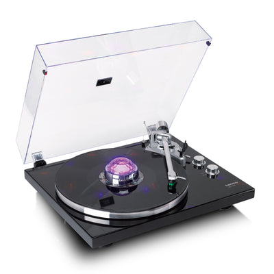 LENCO TTA-080SI - Record stabiliser with RGB light effects - 250g record player weight and disco ball in one - Silver