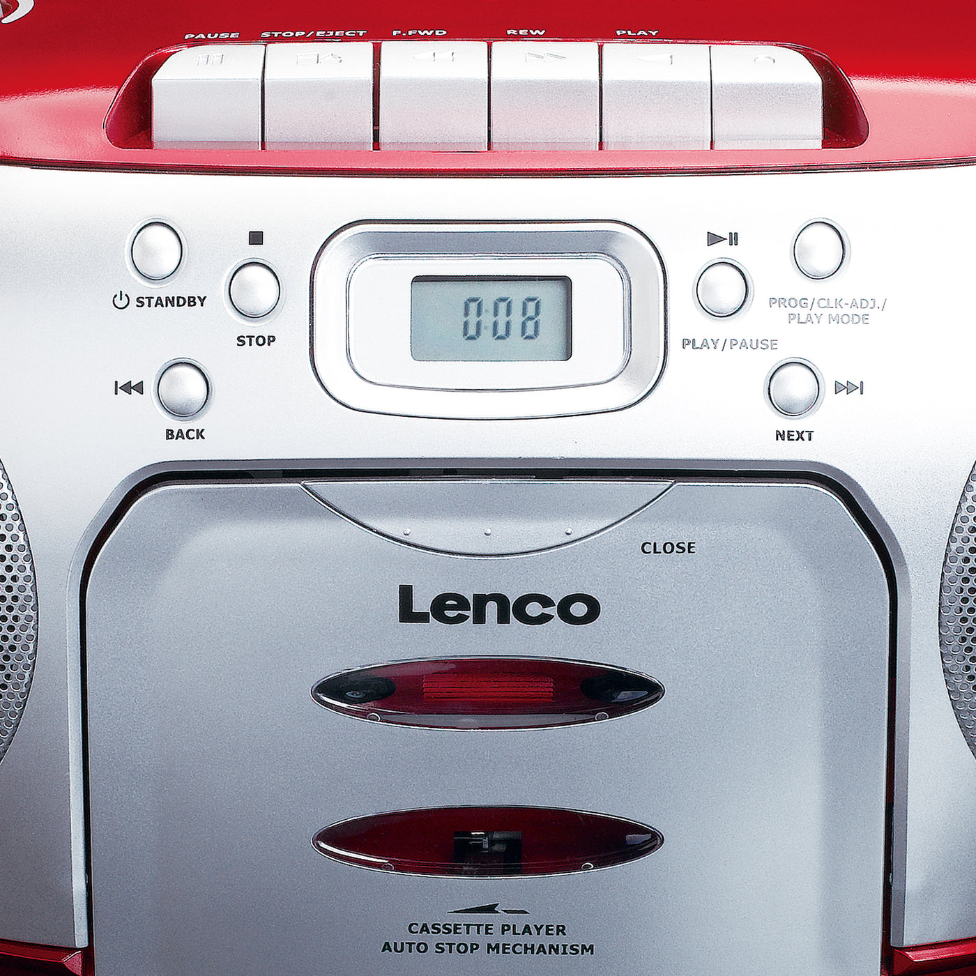 LENCO SCD-410RD - Radio kasetowe, CD, odtwarzacz - Czerwone