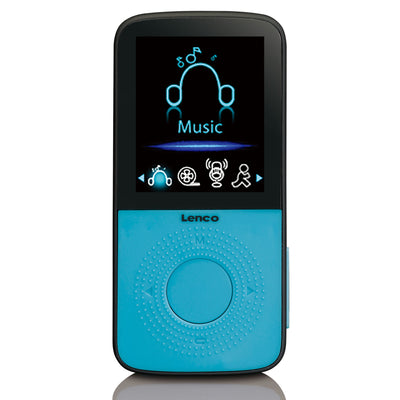 LENCO PODO-153BU - Sport MP3/4 Player with Pedometer, Sport Earplugs and Sport Wristband - Blue