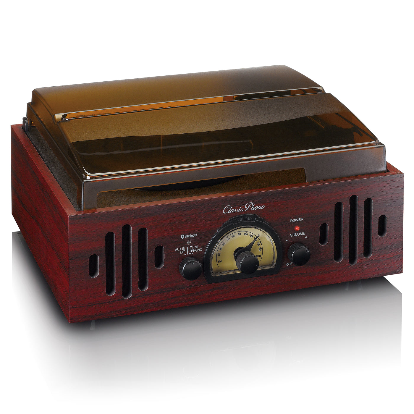 CLASSIC PHONO TT-43WA - Gramofon retro z wbudowanymi głośnikami - Orzech