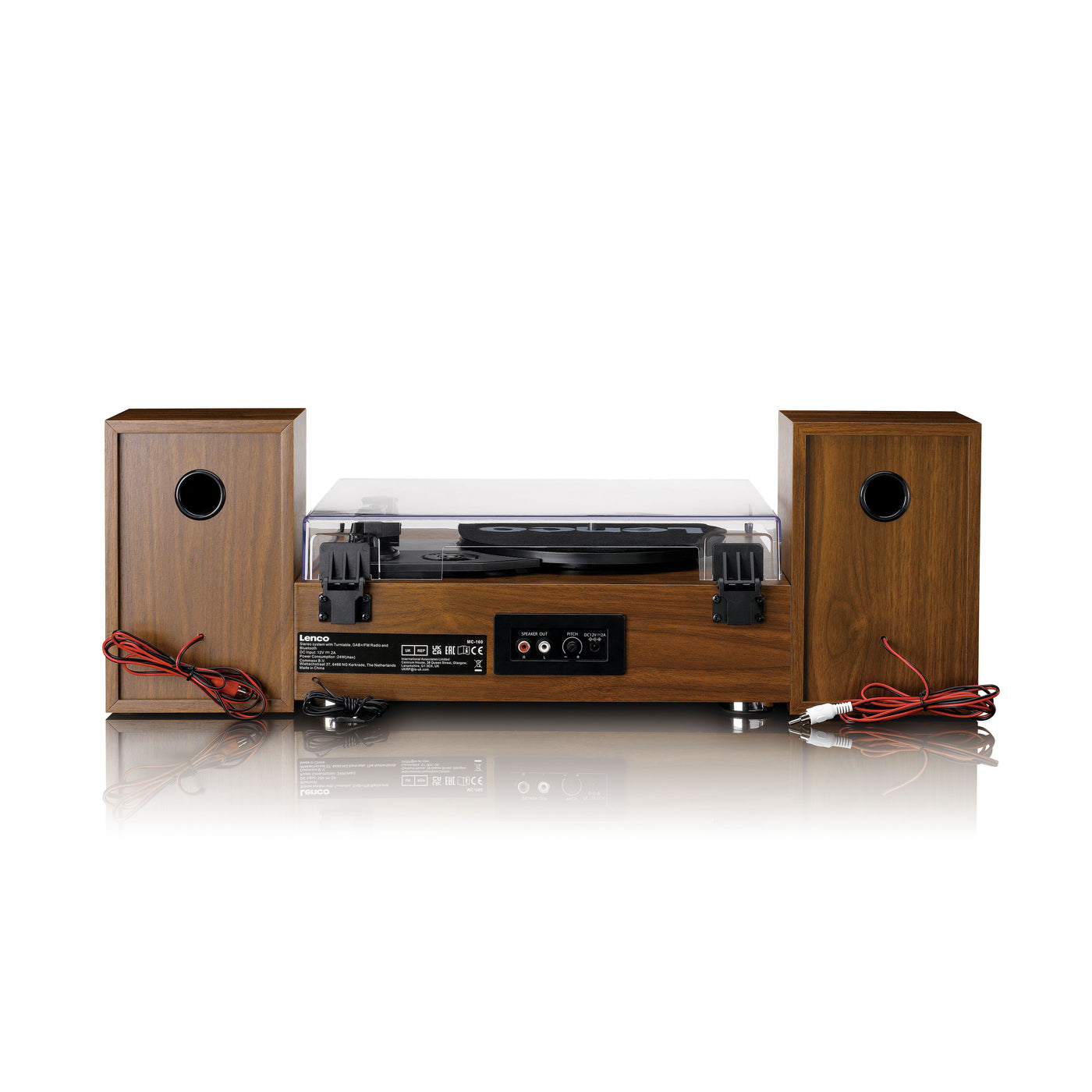 LENCO MC-160WD - Wieża stereo HiFi z gramofonem, radiem DAB+/FM i Bluetooth® - Drewno