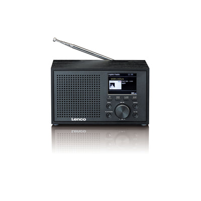 LENCO DAR-017BK - Compact and stylish DAB+/FM radio with Bluetooth® and wooden casing - Black
