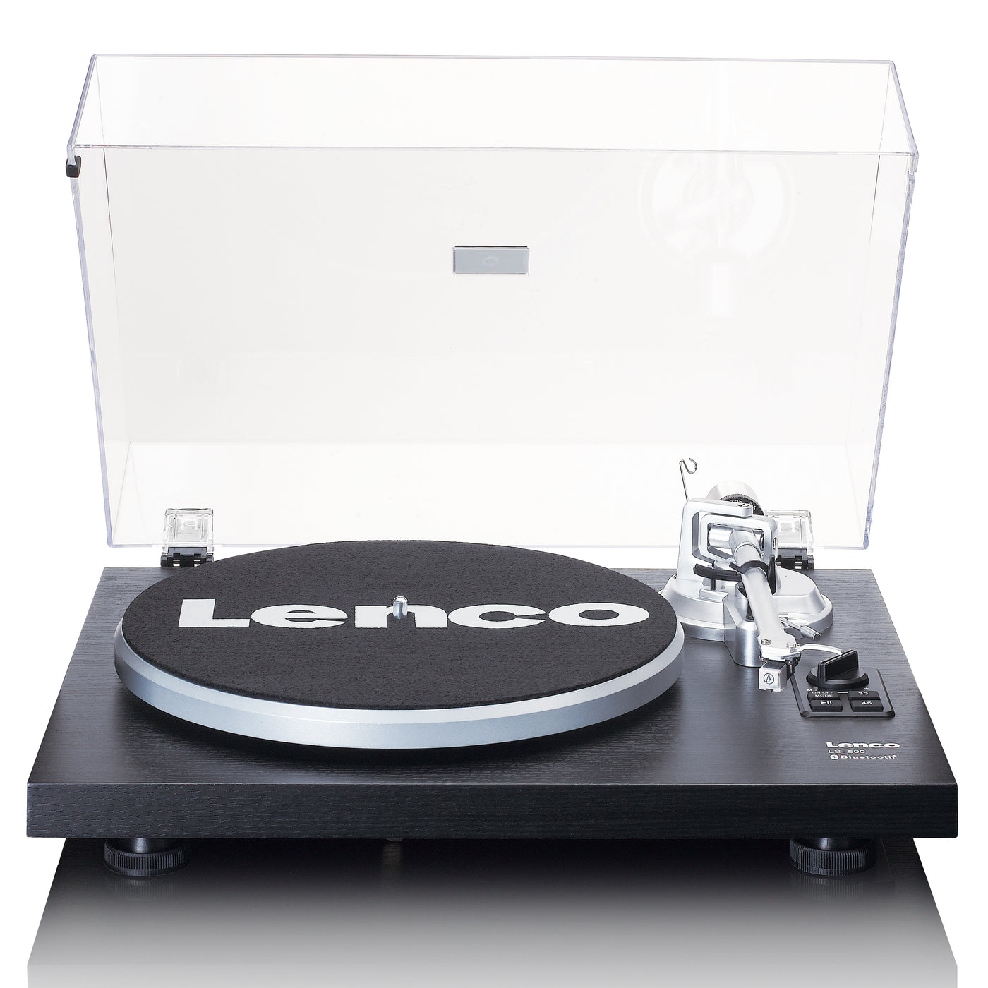 LENCO LS-500BK - Gramofon z wbudowanym wzmacniaczem i Bluetooth® oraz 2 głośnikami zewnętrznymi - Czarny