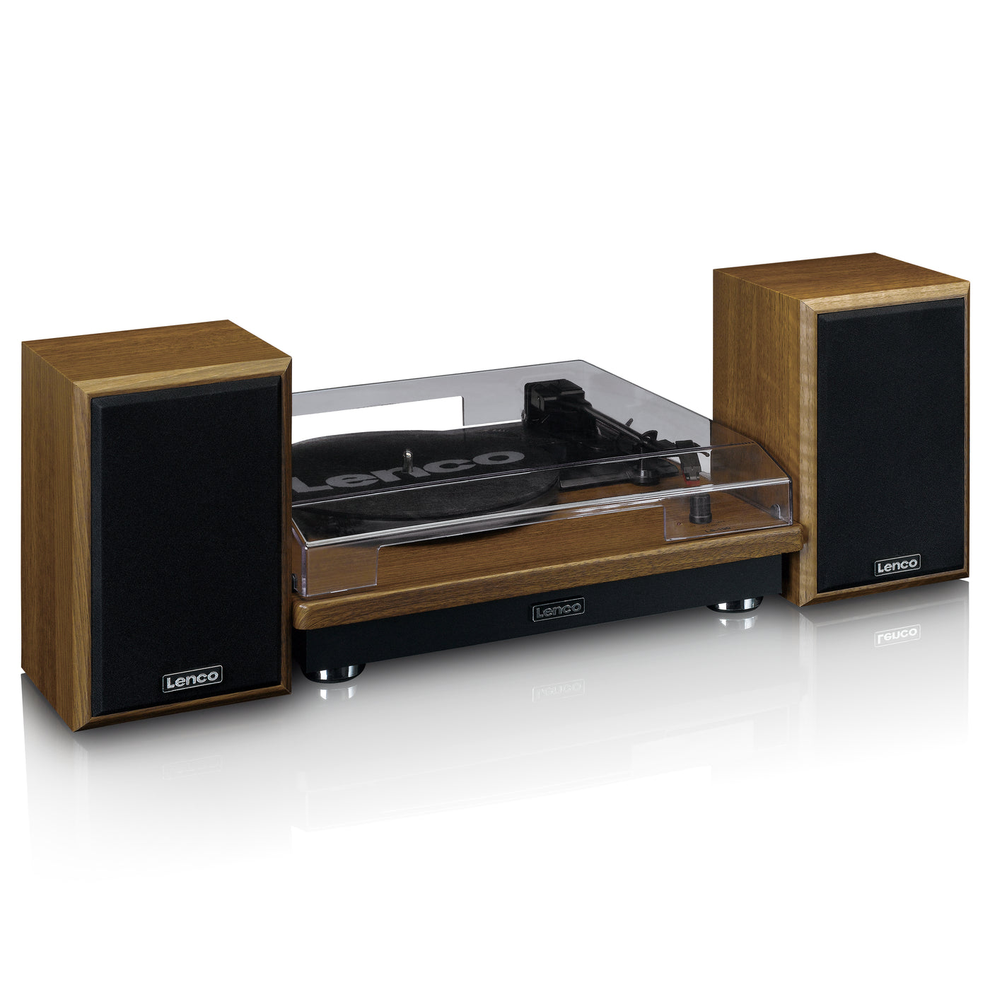 LENCO LS-100WD - Turntable with 2 external speakers - Wood