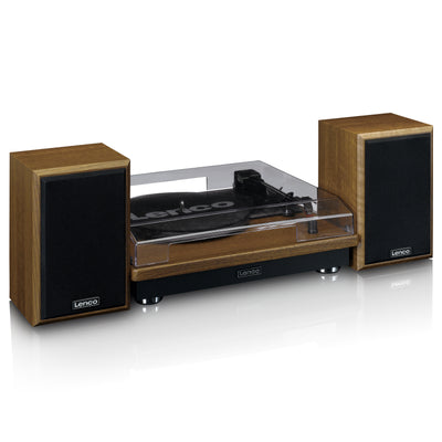 LENCO LS-100WD - Record Player with 2 external speakers - Wood