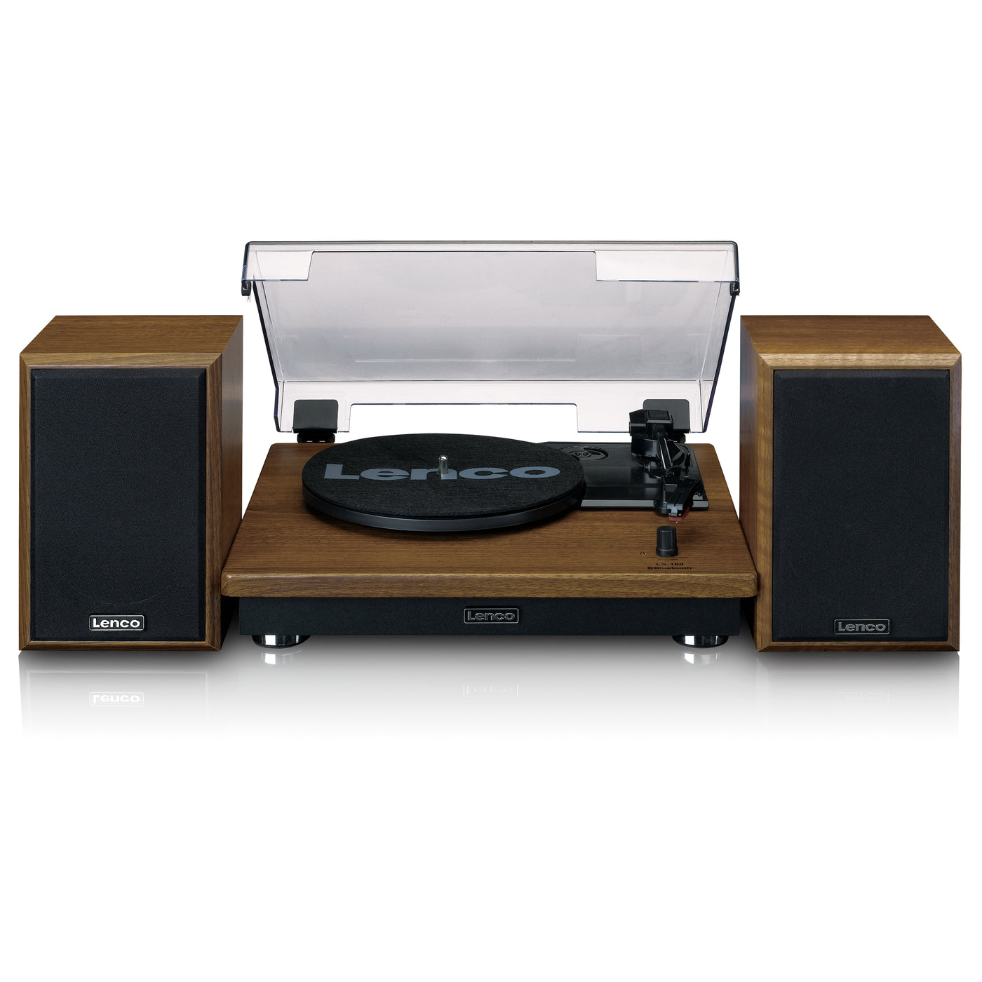 LENCO LS-100WD - Record Player with 2 external speakers - Wood