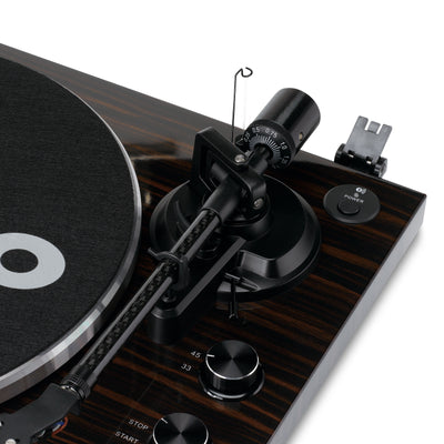 LENCO LBT-345WA - Turntable with Bluetooth® and Ortofon 2M Red cartridge, including chrome-plated record stabilizer - Walnut