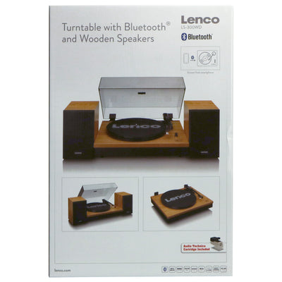 LENCO LS-300WD - Record Player with Bluetooth® and two separate speakers, wood