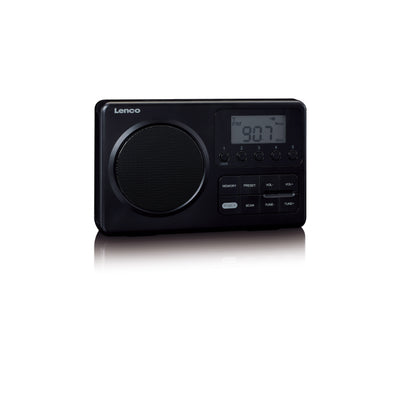 LENCO MPR-035BK - Kompaktowe przenośne radio FM z wyświetlaczem LCD - Czarne