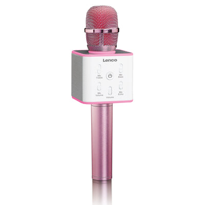 LENCO BMC-80 Pink - Karaoke microphone with Bluetooth® and built-in speakers - Pink