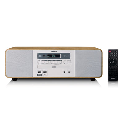 LENCO DAR-251WDWH - Stereo DAB+/FM radio, CD, 2 USB, Bluetooth®, QI and remote control - Wood/White